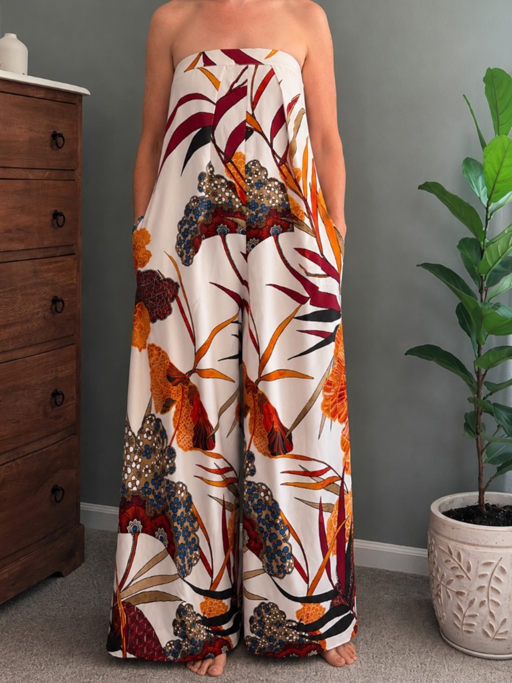 By Anthropologie Wide Leg Printed Jumpsuit